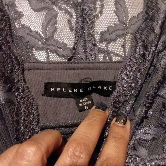 Y2K Gray Lace Dress Size 6 Party Cocktail Helene Blake - Picture 4 of 6